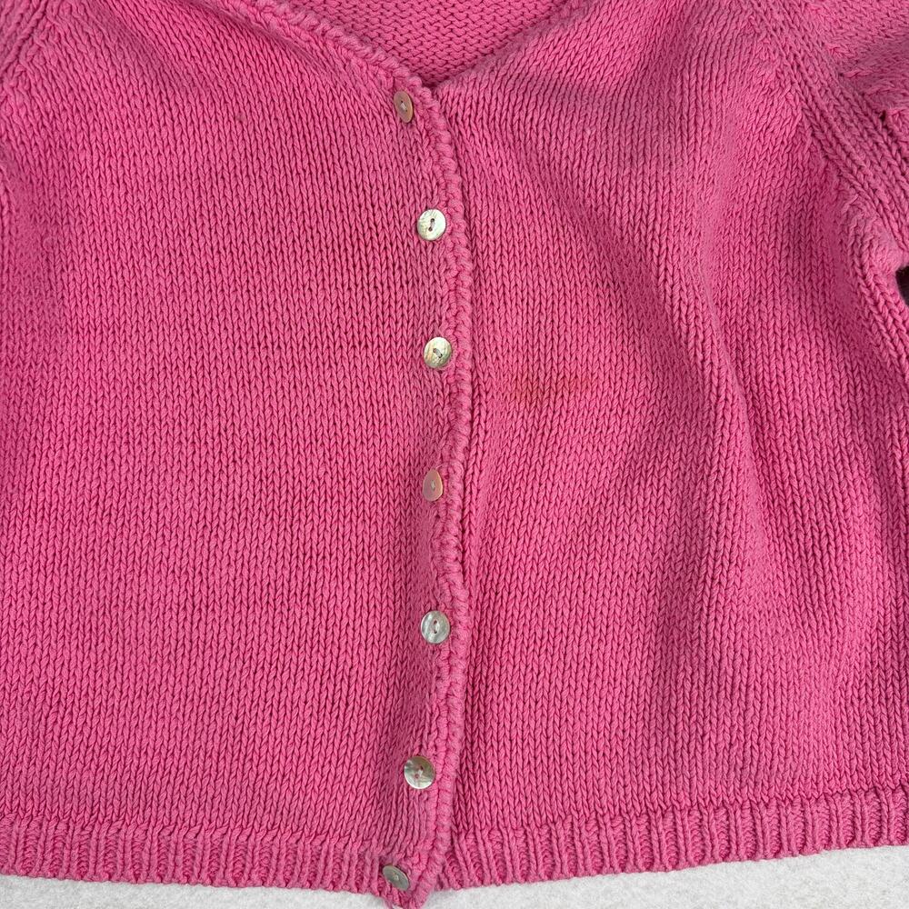VTG Pierre Cardin Knit Cardigan Women's XL Pink Crop Linen Coquette Preppy Y2K - Picture 9 of 13